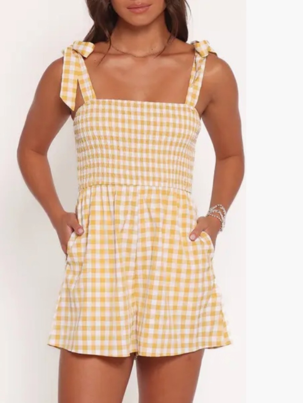 Petal + Pup Gingham Romper Sz  S